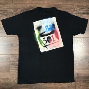 Street T Men’s Vintage 1989 Graffiti Graphic Levi’s Strauss 501 Black T-Shirt L